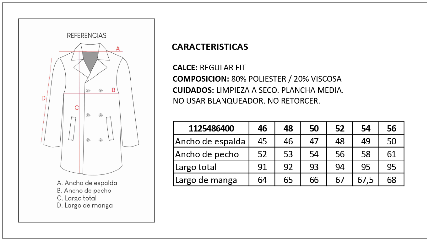 Tabla de Medidas Sobretodo Foulard Britches
